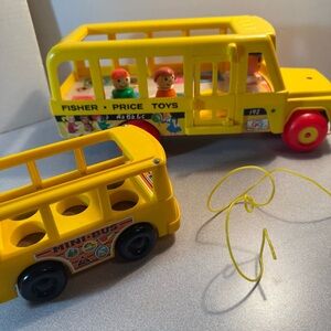 Fisher Price‎ School Buses #141 & #192 Two Figures Vintage 1960s